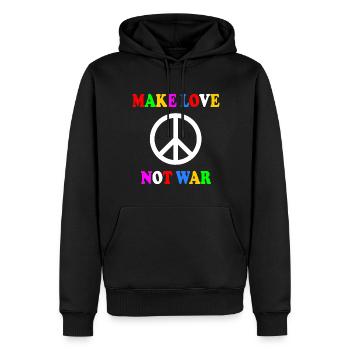 Make love not war - Sweat à capuche Premium bio Homme - noir - Devant - Nico (187cm)