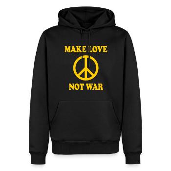 Make love not war - Männer Premium Bio Hoodie - Schwarz - Vorne - Nico (187cm)