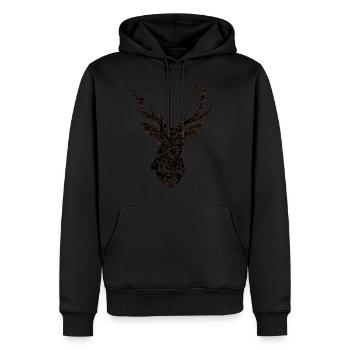 Cerf - Sweat à capuche Premium bio Homme - noir - Devant - Nico (187cm)