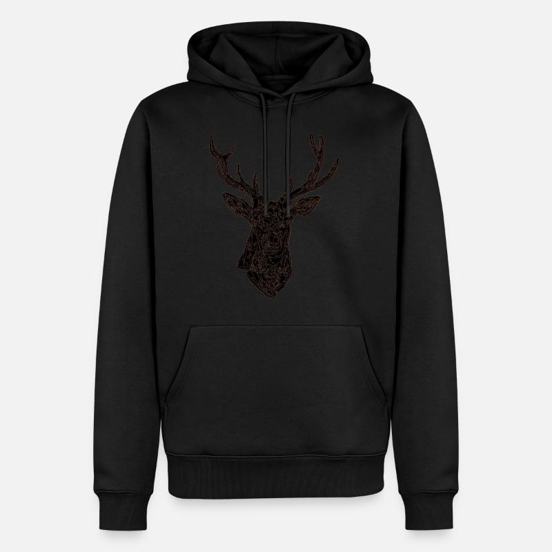 Hirsch - Männer Premium Bio Hoodie - Schwarz
