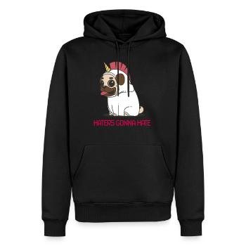 HASSER WERDEN EINHORN HASSEN - Männer Premium Bio Hoodie - Schwarz - Vorne - Nico (187cm)