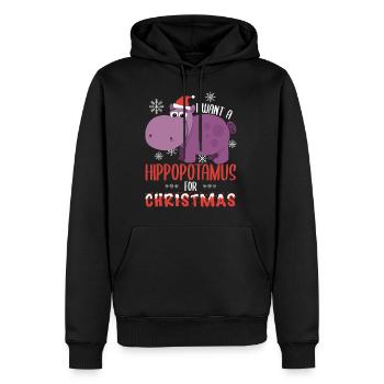 Ich möchte Nilpferd für Weihnachten Hippo Weihnachtsgeschenk - Männer Premium Bio Hoodie - Schwarz - Vorne - Nico (187cm)