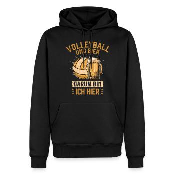 Volleyball und Bier Darum Bin Ich Hier - Männer Premium Bio Hoodie - Schwarz - Vorne - Nico (187cm)