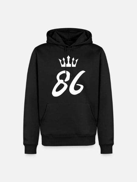 86 Zahl Krone - Männer Premium Bio Hoodie - Schwarz