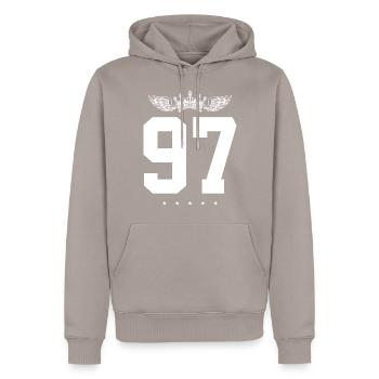 97 Couronne numérique - Sweat à capuche Premium bio Homme - taupe - Devant - Nico (187cm)