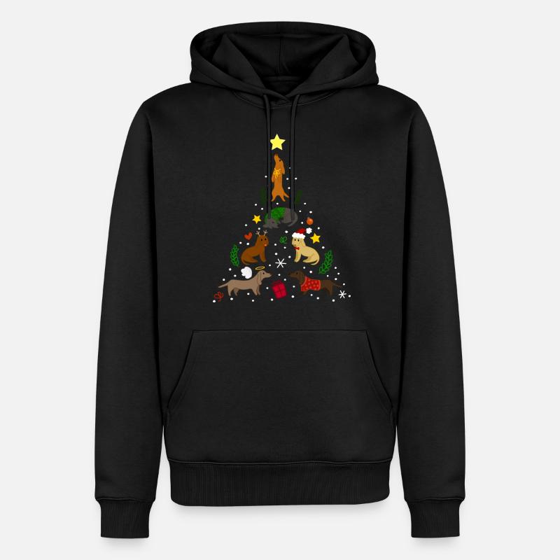 Dackel Tree Christmas - Männer Premium Bio Hoodie - Schwarz