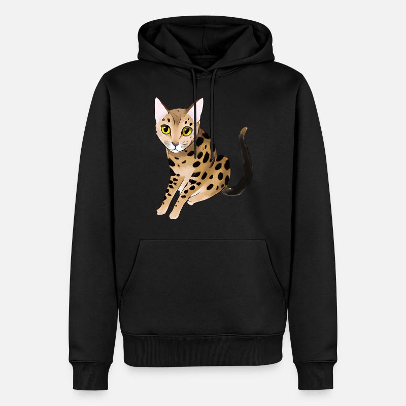 Chat léopard - Sweat à capuche Premium bio Homme - noir