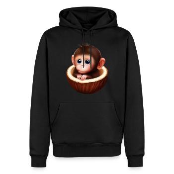 Affe in einer Kokosnuss - Männer Premium Bio Hoodie - Schwarz - Vorne - Nico (187cm)