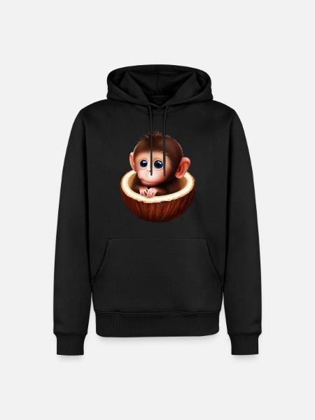 Monkey in a coconut - Men’s Premium Organic Hoodie - black