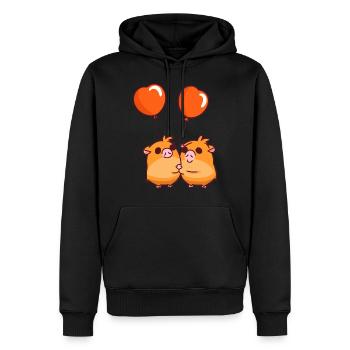 Dessin animé Kawaii de cochon d'Inde jouant avec des ballons - Sweat à capuche Premium bio Homme - noir - Devant - Nico (187cm)