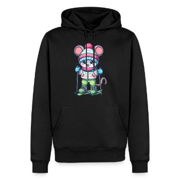 Cute Skier Mouse - Männer Premium Bio Hoodie - Schwarz - Vorne - Nico (187cm)