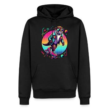 Loutre cool sur patins à roulettes avec lunettes de soleil - Sweat à capuche Premium bio Homme - noir - Devant - Nico (187cm)
