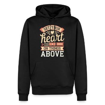 Set Your Heart On Things Above 7 - Männer Premium Bio Hoodie - Schwarz - Vorne - Nico (187cm)
