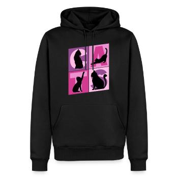 Chaton Chaton Chaton Kitty Silhouette Art - Sweat à capuche Premium bio Homme - noir - Devant - Nico (187cm)