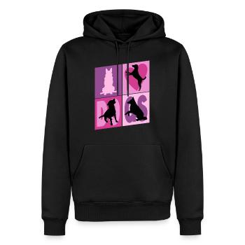 Chiens J’Aime Chiens Silhouettes Doggy Vintage - Sweat à capuche Premium bio Homme - noir - Devant - Nico (187cm)