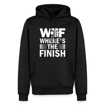 WTF Wo ist das Ziel - Running Runner - Männer Premium Bio Hoodie - Schwarz - Vorne - Nico (187cm)
