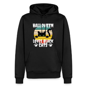 halloween aime les chats noirs idée cadeau - Sweat à capuche Premium bio Homme - noir - Devant - Nico (187cm)