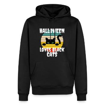 halloween aime les chats noirs idée cadeau - Sweat à capuche Premium bio Homme - noir - Devant - Nico (187cm)