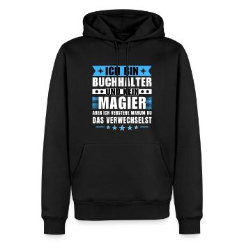 Ich bin Buchhalter und kein Magier - Männer Premium Bio Hoodie - Schwarz - Vorne - Nico (187cm)