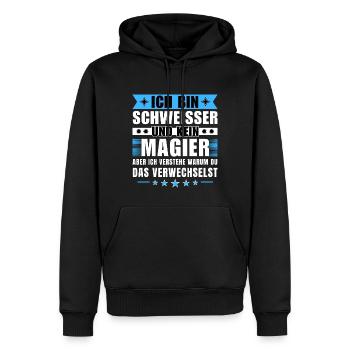 Ich bin Schweißer und kein Magier - Männer Premium Bio Hoodie - Schwarz - Vorne - Nico (187cm)