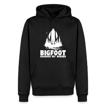 Bigfoot Grabbed My Wiener, Funny - Men’s Premium Organic Hoodie - black - Front - Nico (187cm)