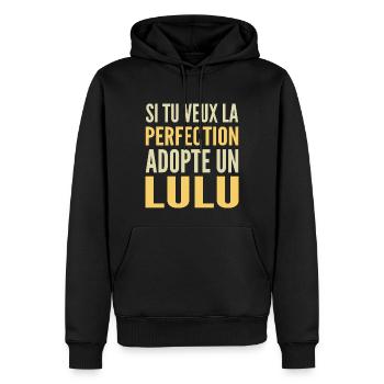 Si tu veux la perfection adopte Lulu Lucas Lucien - Sweat à capuche Premium bio Homme - noir - Devant - Nico (187cm)