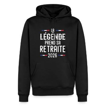 Die Legende geht 2026 in den Ruhestand - Männer Premium Bio Hoodie - Schwarz - Vorne - Nico (187cm)