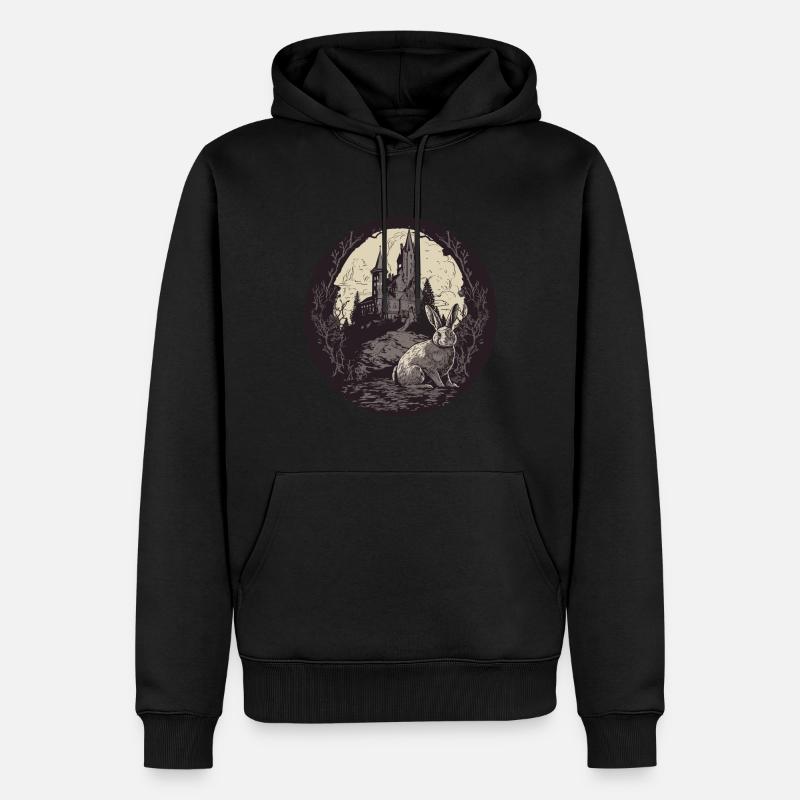 Rabbit Bunny Gothic-Kunst - Männer Premium Bio Hoodie - Schwarz