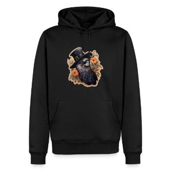 Krähe mit Zylinderhut Halloween - Männer Premium Bio Hoodie - Schwarz - Vorne - Nico (187cm)