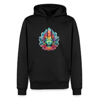 InnerPeaceWear - Männer Premium Bio Hoodie - Schwarz - Vorne - Nico (187cm)