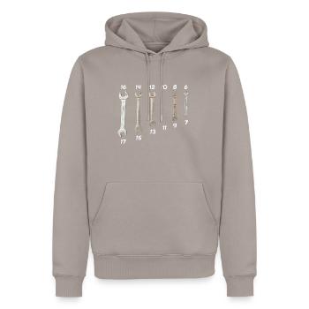 Immer verloren - Männer Premium Bio Hoodie - Taupe - Vorne - Nico (187cm)
