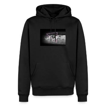 Racing Greyhound Mid Sprint im Neon-Dreieck - Männer Premium Bio Hoodie - Schwarz - Vorne - Nico (187cm)