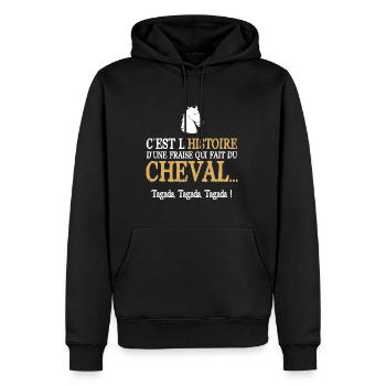 Cheval humour équitation drôle blague punchline - Sweat à capuche Premium bio Homme - noir - Devant - Nico (187cm)
