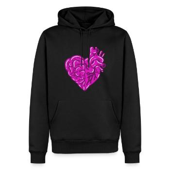 Cœur Cerveau - Sweat à capuche Premium bio Homme - noir - Devant - Nico (187cm)