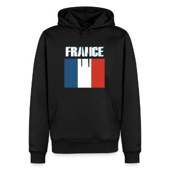Drapeau de la France - Sweat à capuche Premium bio Homme - noir - Devant - Nico (187cm)
