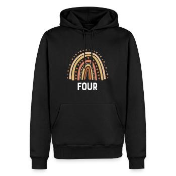 Orange Rainbow Four Years 4th Birthday - Men’s Premium Organic Hoodie - black - Front - Nico (187cm)