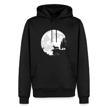 Hund Vollmond Mond Dackel - Männer Premium Bio Hoodie - Schwarz - Vorne - Nico (187cm)