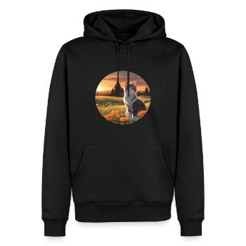 Coucher de soleil - Sweat à capuche Premium bio Homme - noir - Devant - Nico (187cm)