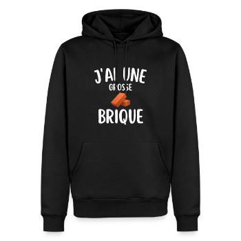 maçon brique humour - Sweat à capuche Premium bio Homme - noir - Devant - Nico (187cm)