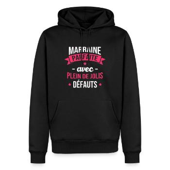 Marraine parfaite avec plein de jolis défauts - Sweat à capuche Premium bio Homme - noir - Devant - Nico (187cm)