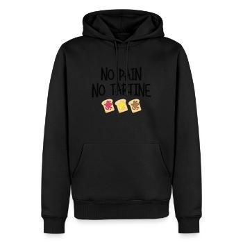 No pain no tartine - Sweat à capuche Premium bio Homme - noir - Devant - Nico (187cm)