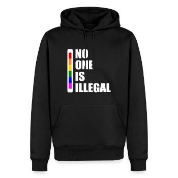No one is illegal - Männer Premium Bio Hoodie - Schwarz - Vorne - Nico (187cm)