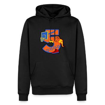 Basketball 5ème anniversaire Numéro 5 - 5 ans - Sweat à capuche Premium bio Homme - noir - Devant - Nico (187cm)
