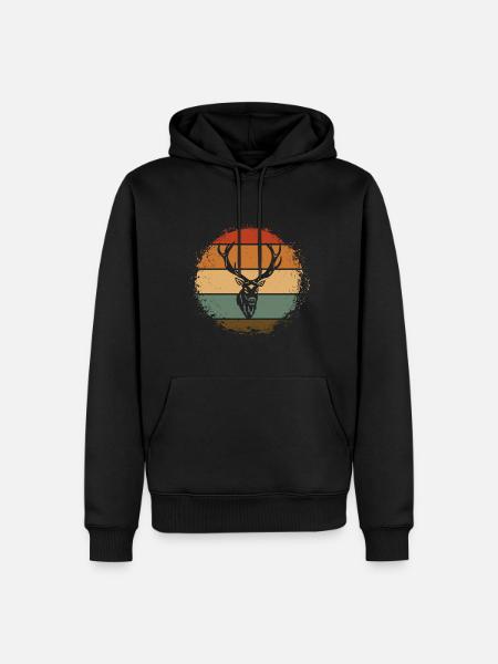 Hirsch - Männer Premium Bio Hoodie - Schwarz