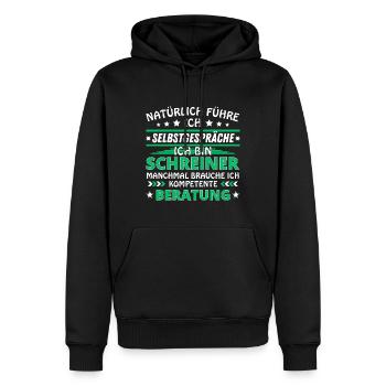 Ich führe Selbstgespräche - Schreiner Edition - Männer Premium Bio Hoodie - Schwarz - Vorne - Nico (187cm)
