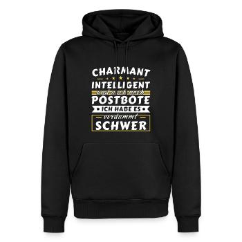 Charmant und intelligent - Postbote Edition - Männer Premium Bio Hoodie - Schwarz - Vorne - Nico (187cm)