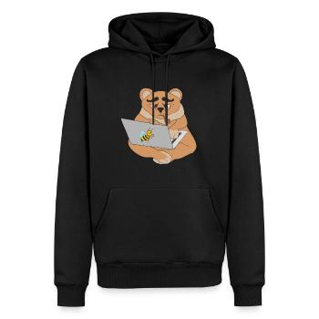 Bear with laptop - Men’s Premium Organic Hoodie - black - Front - Nico (187cm)