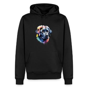 Labrador Retriever Hund Coole Farbexplosion - Männer Premium Bio Hoodie - Schwarz - Vorne - Nico (187cm)