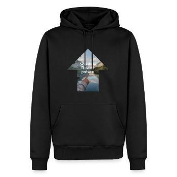 Instant présent - Sweat à capuche Premium bio Homme - noir - Devant - Nico (187cm)