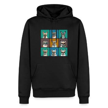 Bouledogue Français Rétro - Sweat à capuche Premium bio Homme - noir - Devant - Nico (187cm)